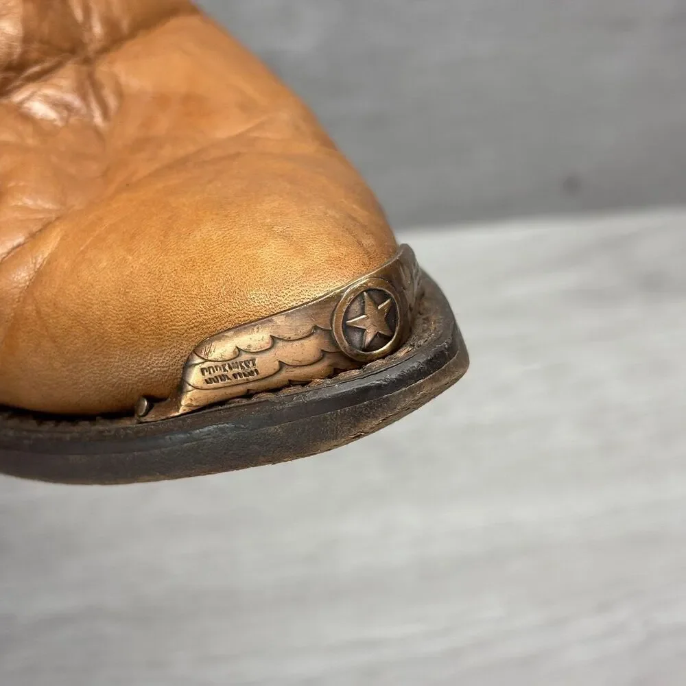 Vintage Code West Men’s 7 Brown Leather Cowboy Boots Almond Toe Western 90s 80s